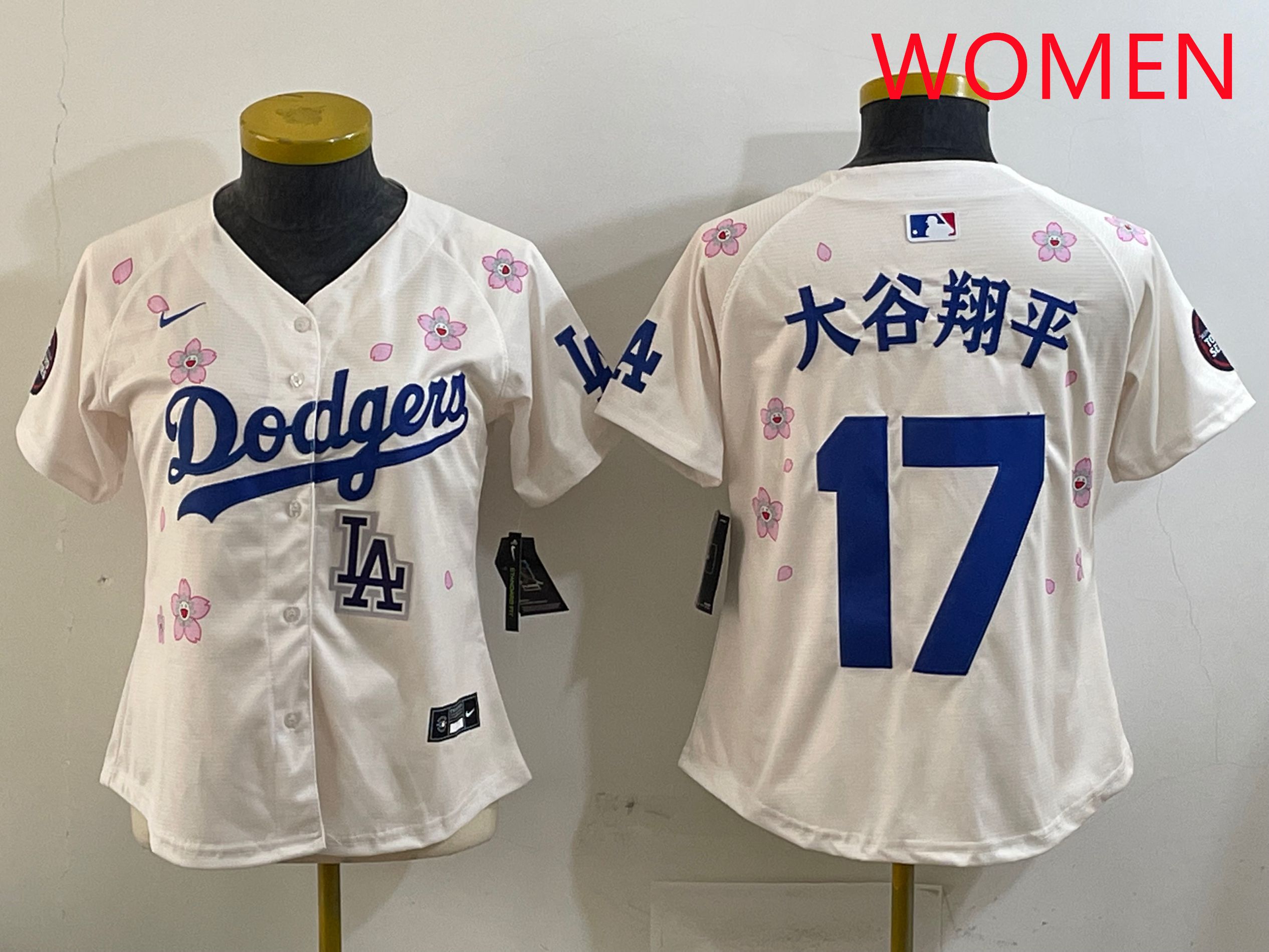Women Los Angeles Dodgers #17 Ohtani Cream Sakura Edition 2025 Nike MLB Jersey style 23->women mlb jersey->Women Jersey